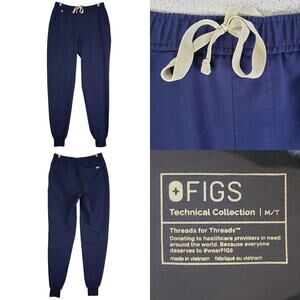FIGS Scrub Pants Technical Women’s Medical Navy Blue Joggers Size Medium MT Tall